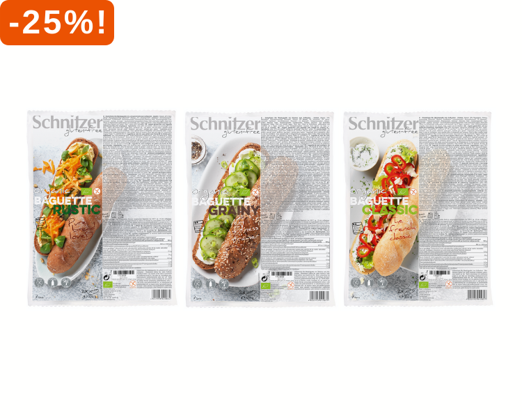 25% korting op Schnitzer Baguette Classic, Rustic & Meerzaden.