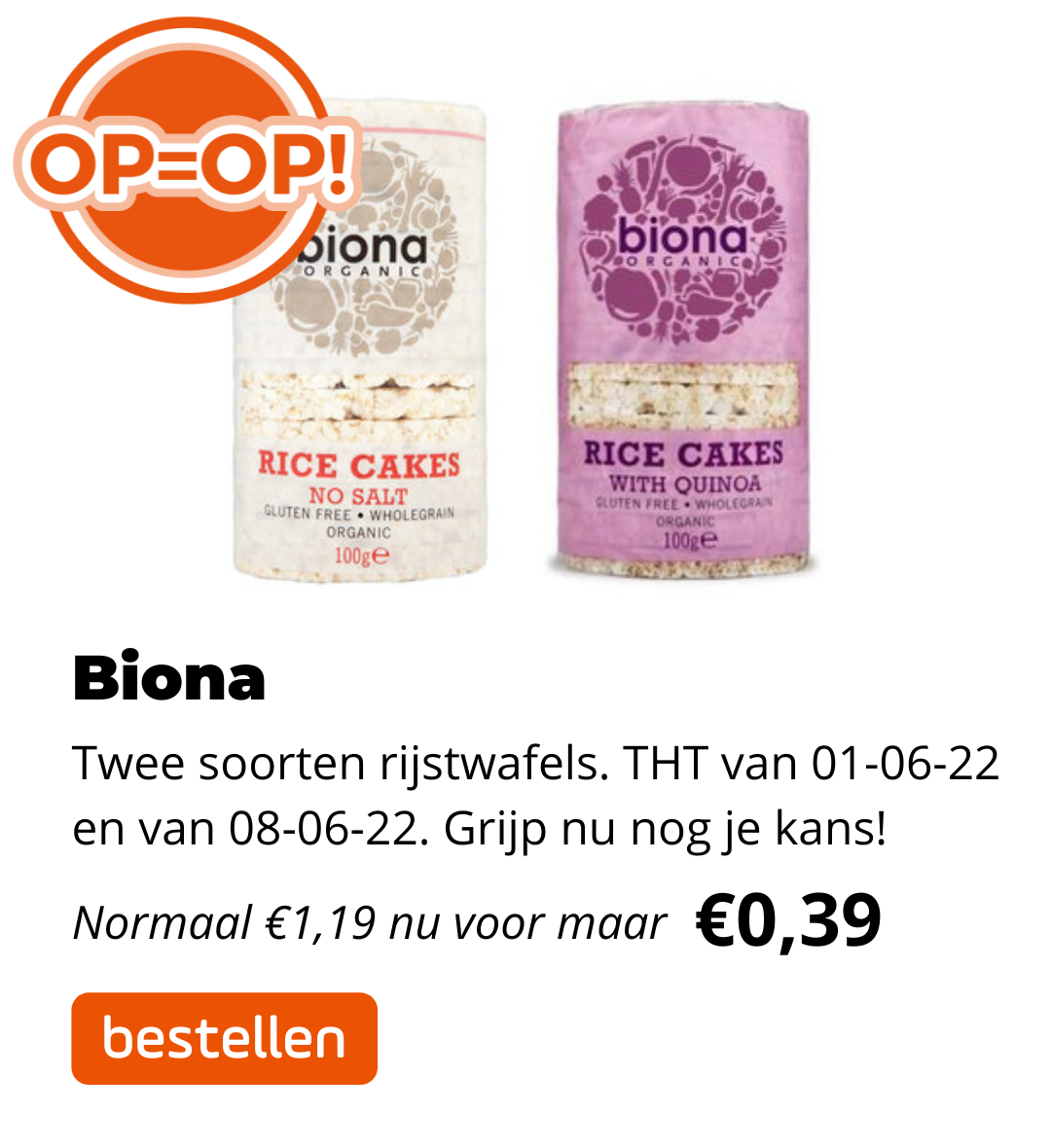 OP=OP Biona Rijstwafels!