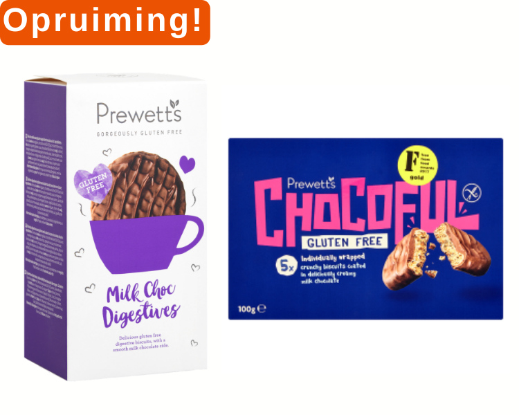 Prewetts Milk Choc Digestives en Chocoful in de opruiming!