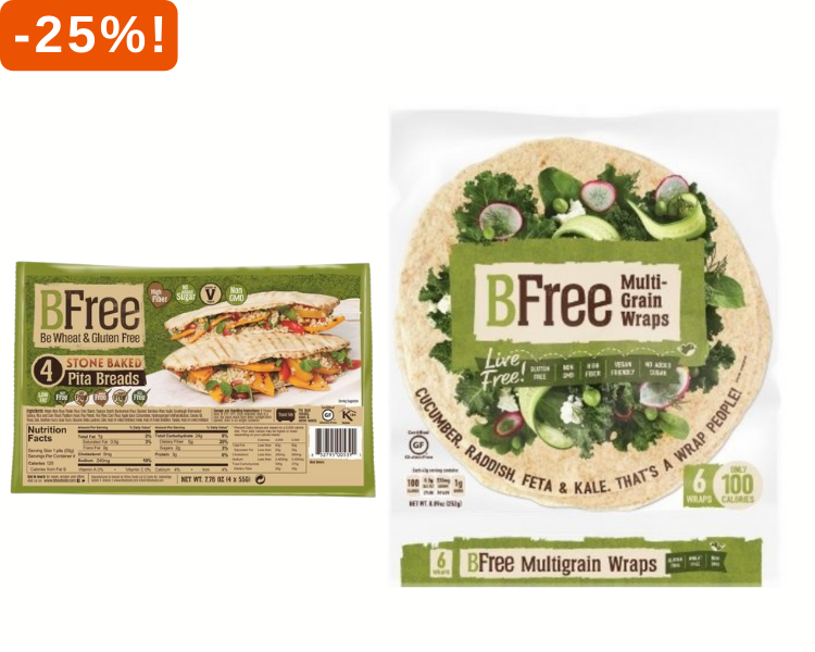 BFree wraps en pita's 25% korting
