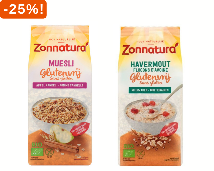 Zonnatura Muesli's 25% korting