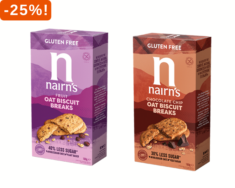 Nairn's Biscuits en Oatcakes 25% korting!